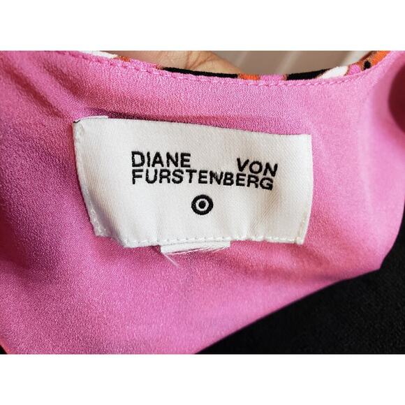 Diane Von Furstenberg Knee Length Dress Women's XL Pink Sleeveless Square Neck - Picture 3 of 12